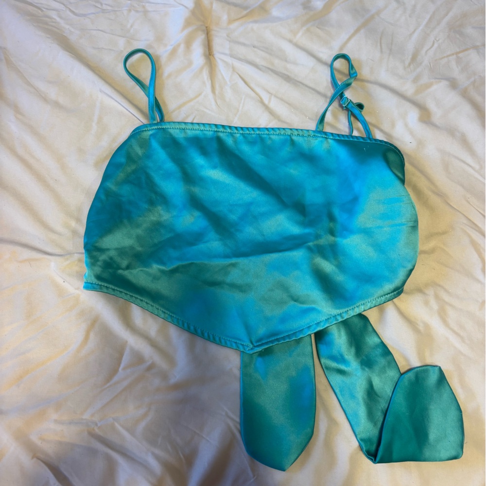 Blue tie back top
